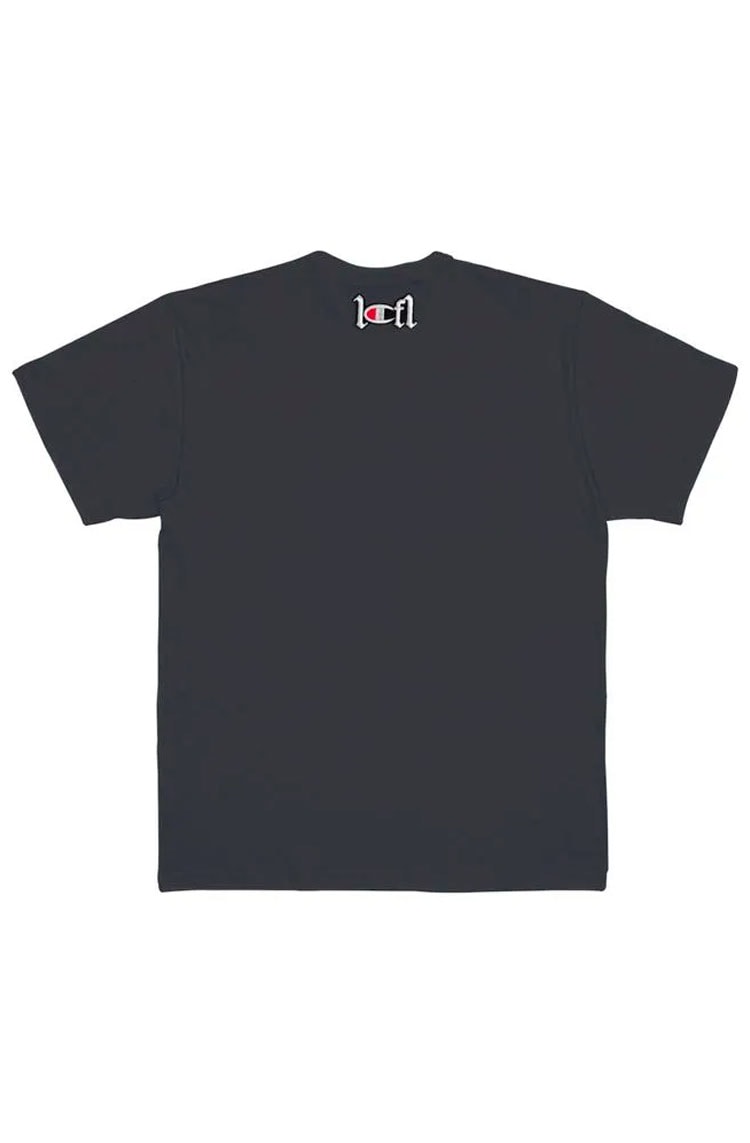 Camiseta Champion Malha Pesada Script Bordado Patch 1OF1 Exclusiviist Metalizado Cinza - NewSkull