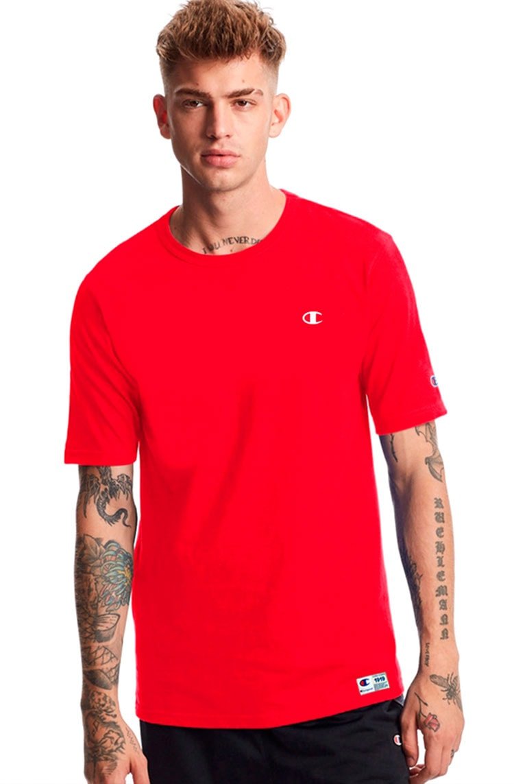Camiseta Champion Manga Curta c Life Logo Bordado Vermelho - NewSkull