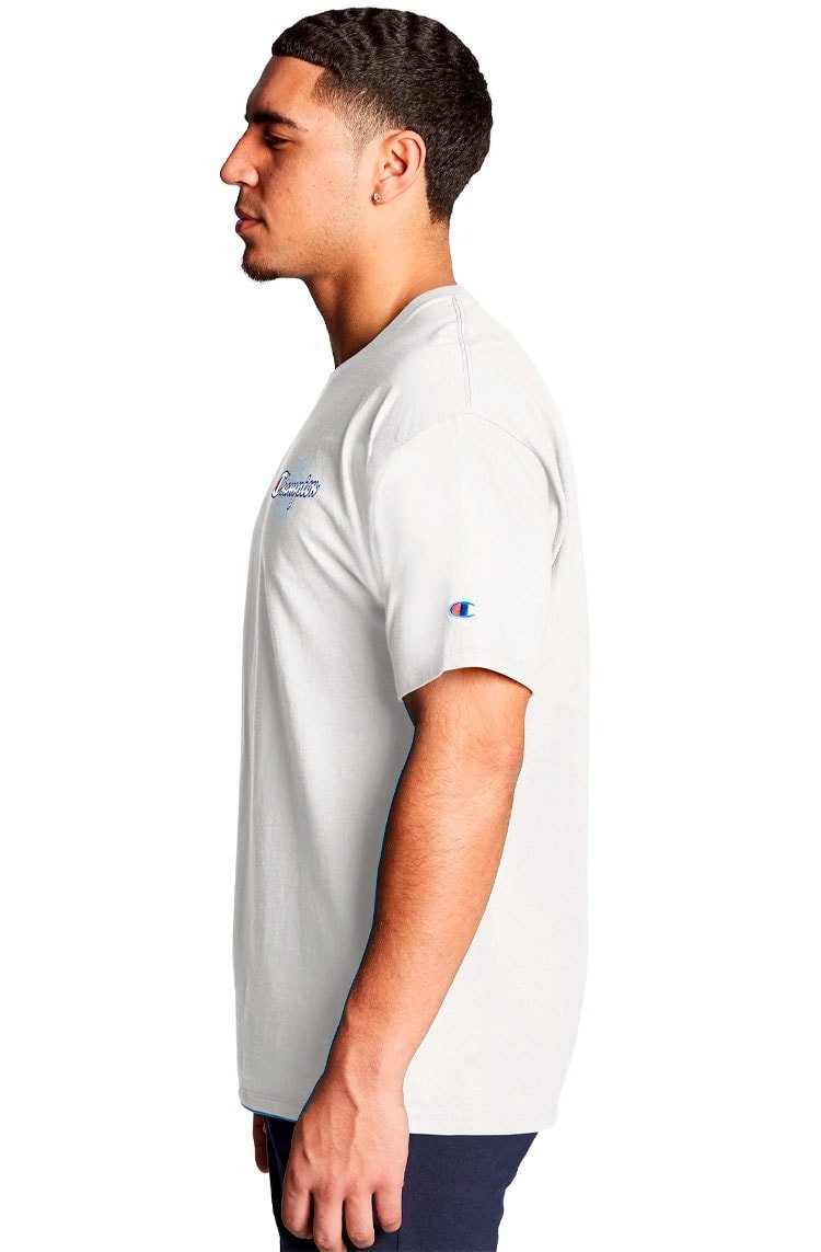 Camiseta Champion Manga Curta Logo Mnini USA Off White - NewSkull