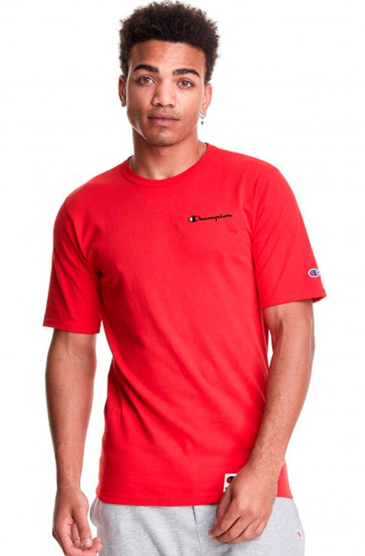 Camiseta Champion Mini Script Bordado Vermelho/Preto - NewSkull