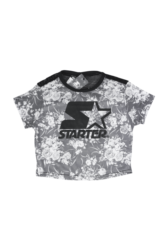 CAMISETA CROPPED STARTER FEMININA FLORAL CINZA - NewSkull