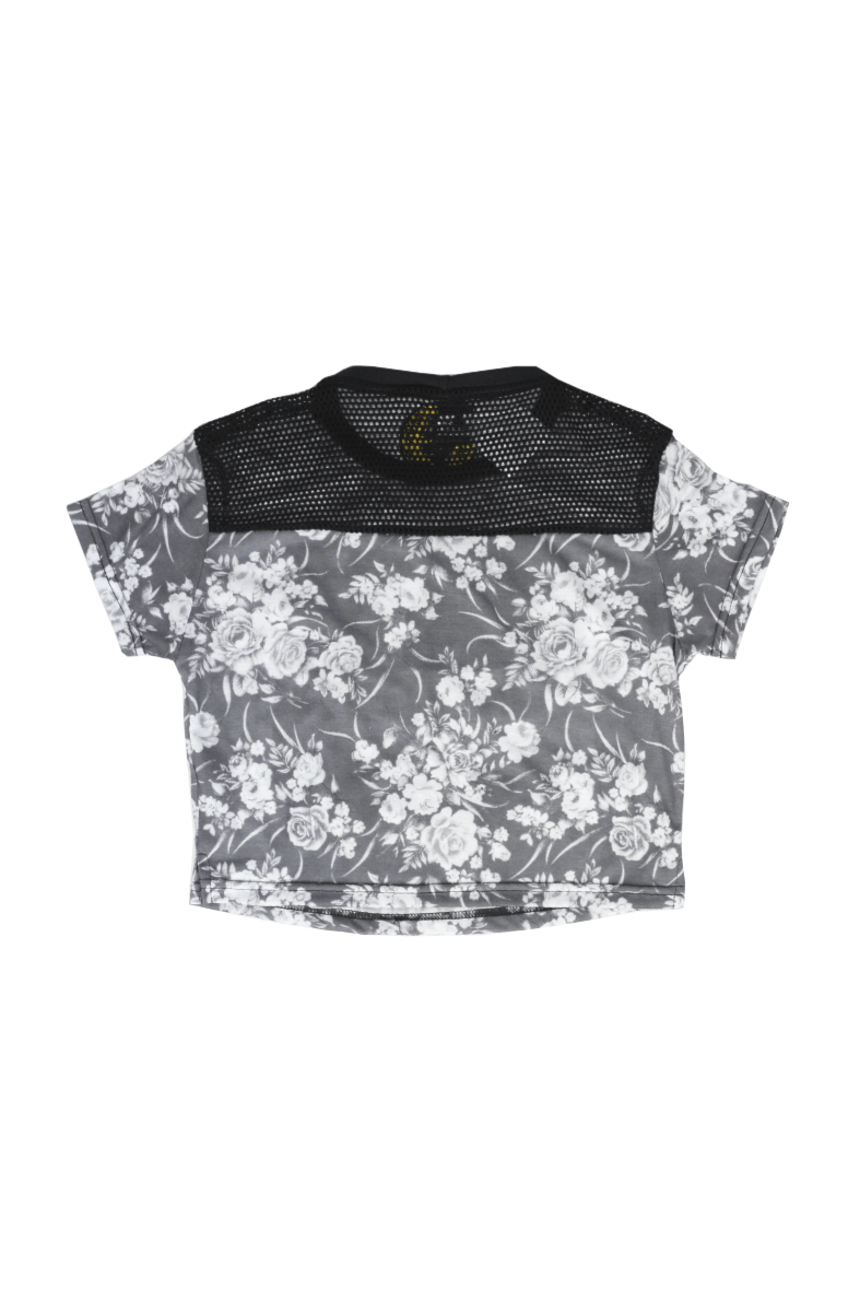 CAMISETA CROPPED STARTER FEMININA FLORAL CINZA - NewSkull