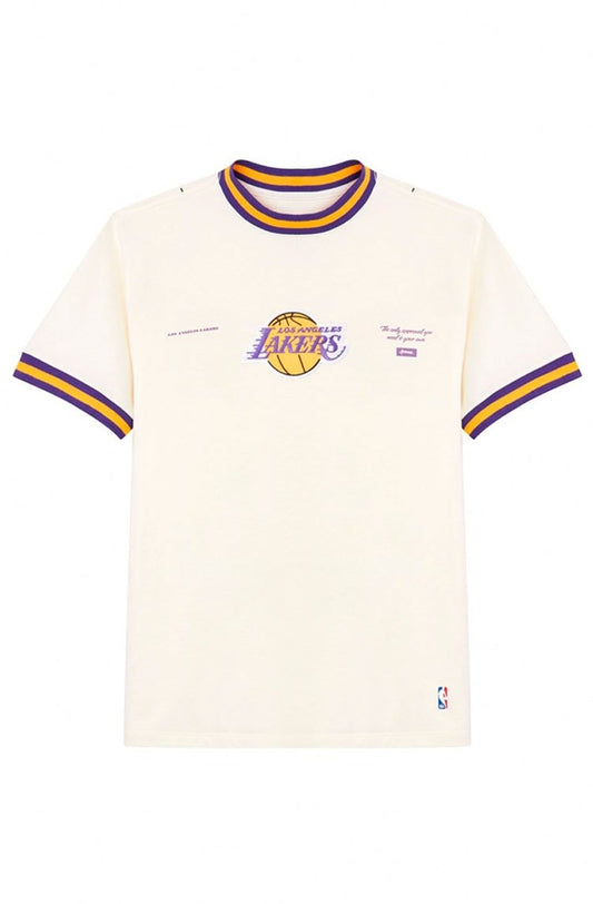 Camiseta Dystom Approve X NBA Lakers Off White/Amarelo - NewSkull