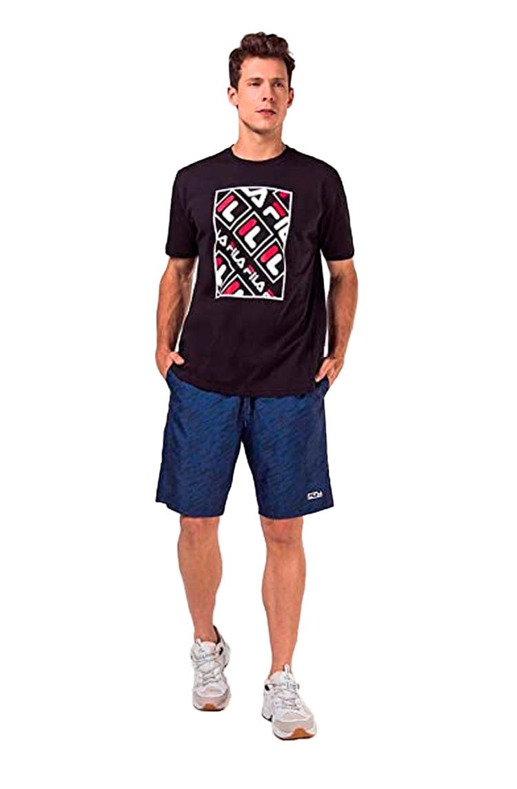 Camiseta FILA Canvas Logo Preta/Preta - NewSkull