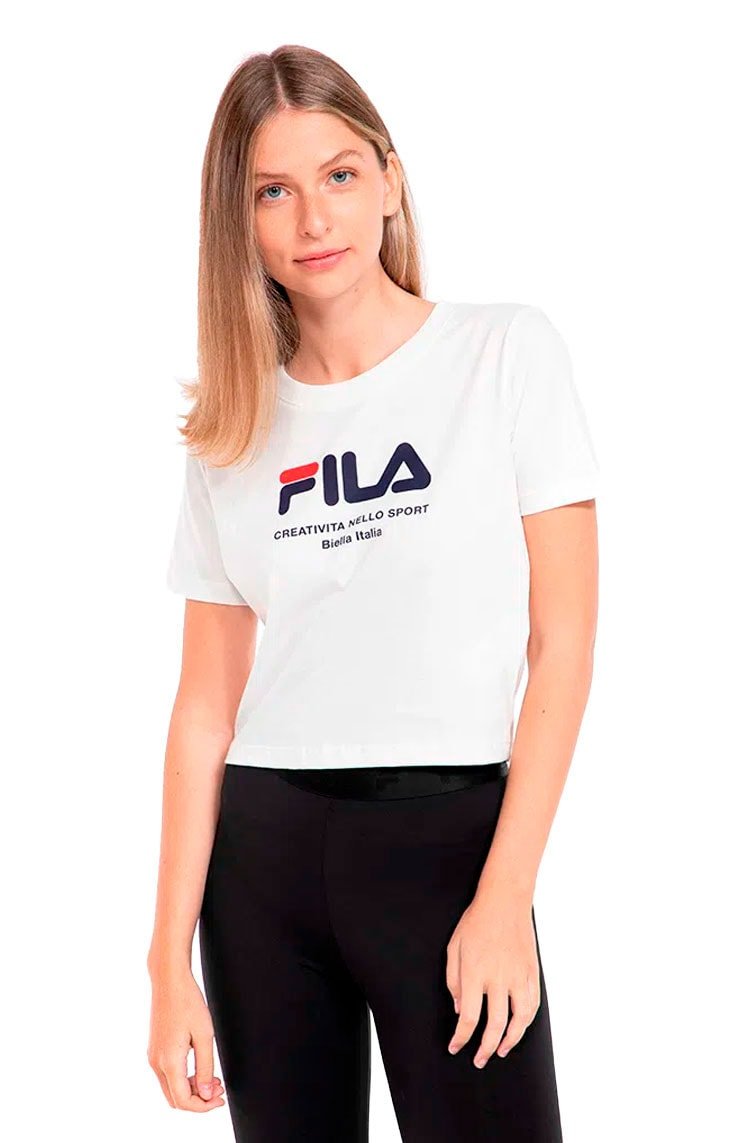 Camiseta Fila Creativita Feminina Branca/Azul - NewSkull