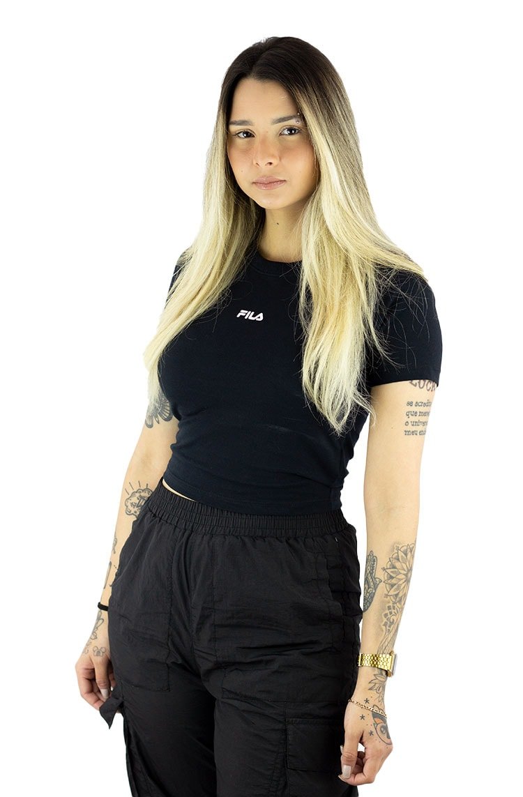 Camiseta Fila Creativita Feminina Preta/Branca - NewSkull