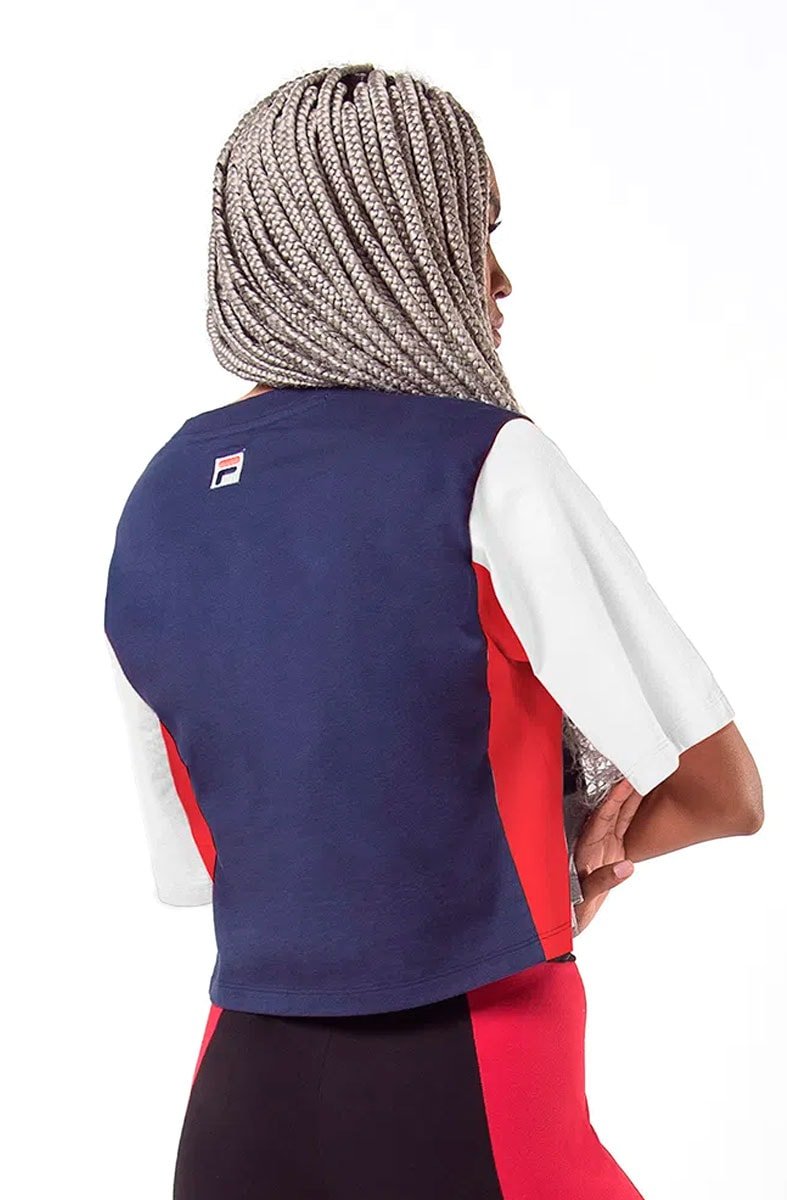 Camiseta FILA Cropped Colors Feminina Azul - NewSkull