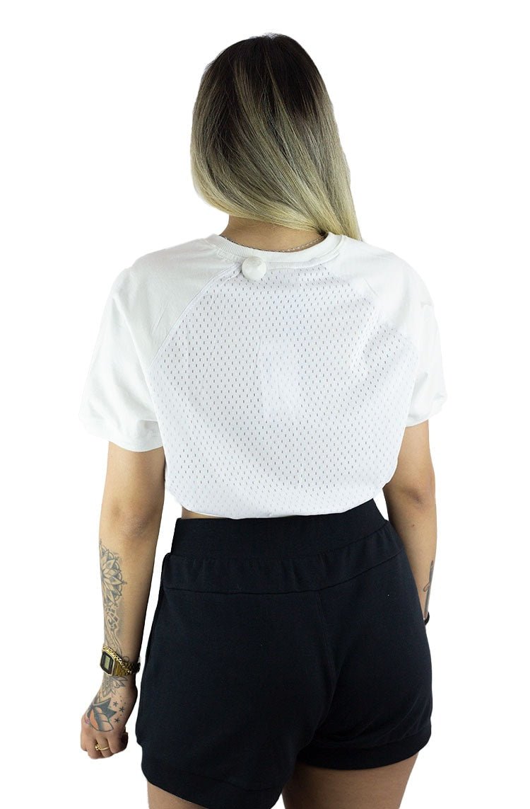 Camiseta Fila Cropped Comfort Feminina Branca/Azul - NewSkull