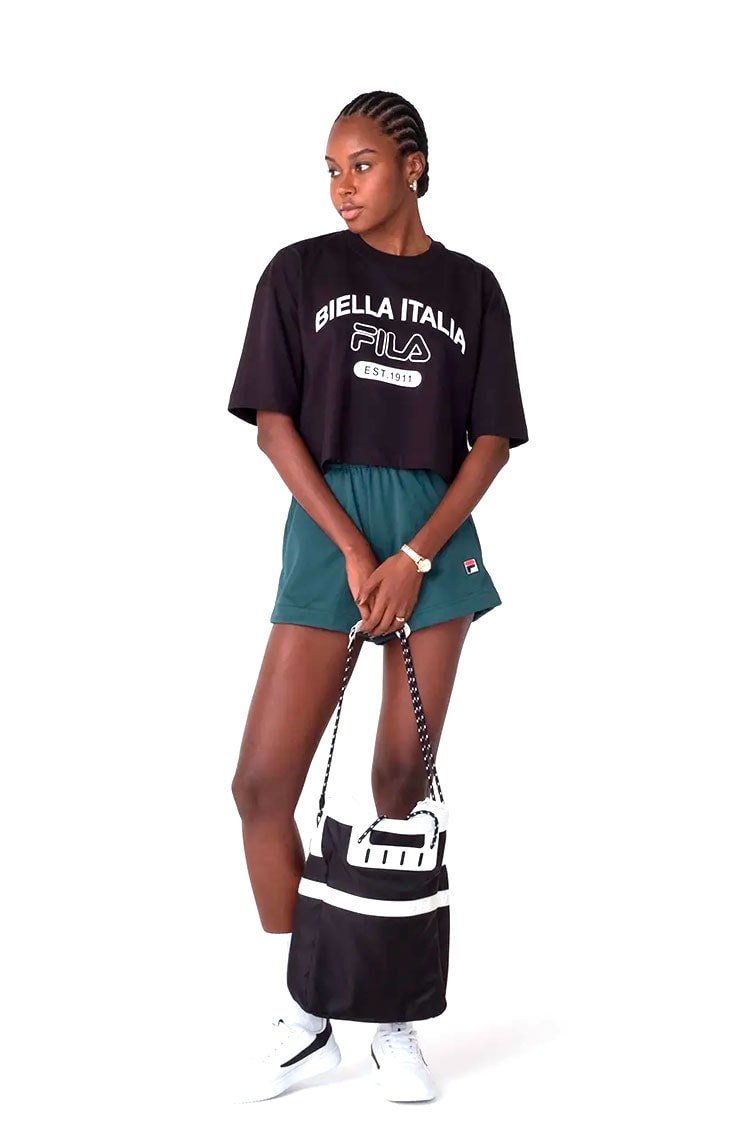 Camiseta Fila Cropped Uc Biella Itália Feminina Preto - NewSkull