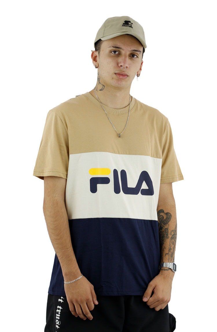 Camiseta FILA Day Bege/Branca/Azul - NewSkull