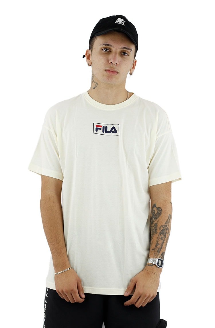 Camiseta Fila Logo Peito Bege/Azul - NewSkull