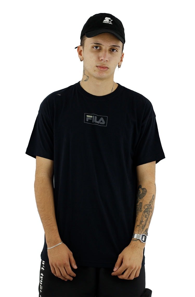Camiseta Fila Logo Peito Preta/Cinza - NewSkull