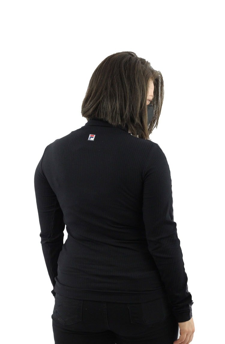 Camiseta FILA Manga Longa Canelado Ribbed Feminina Preta - NewSkull