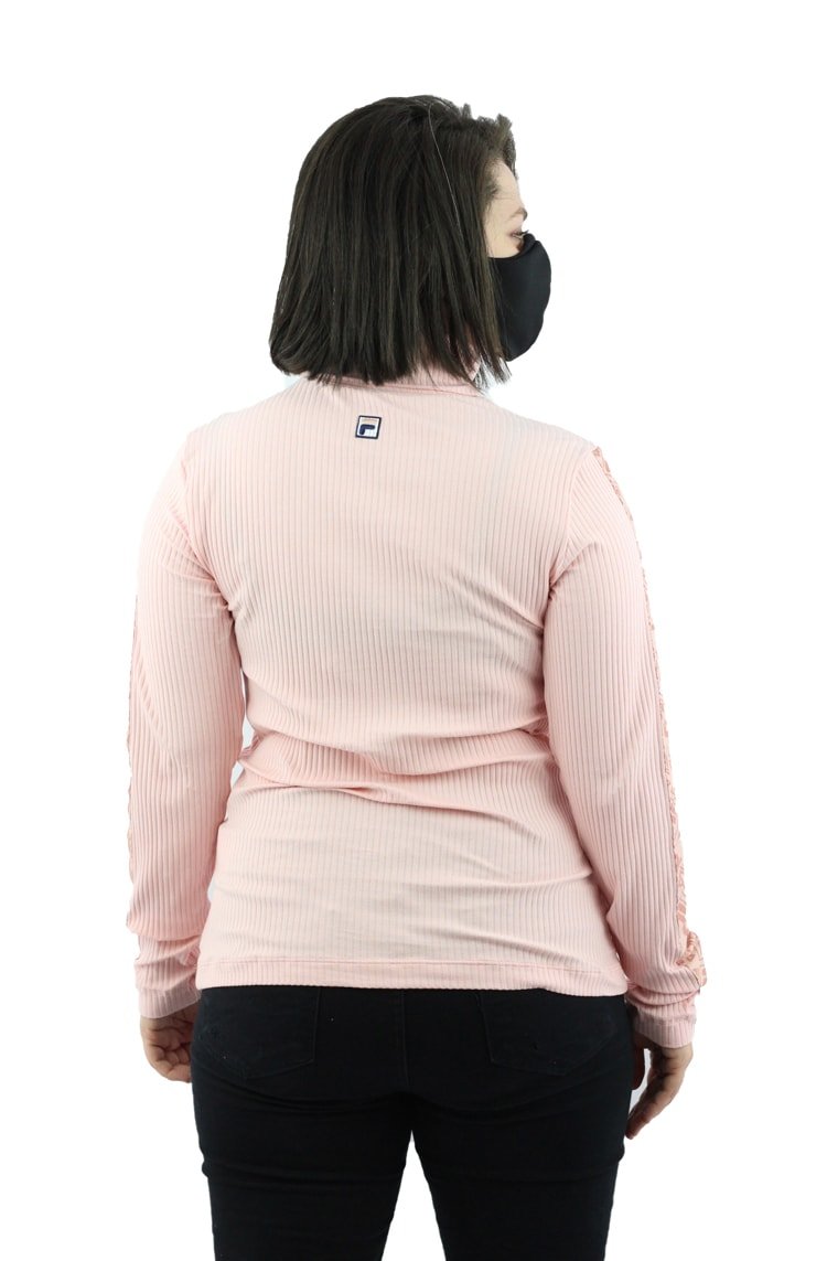Camiseta FILA Manga Longa Canelado Ribbed Feminina Rosa - NewSkull