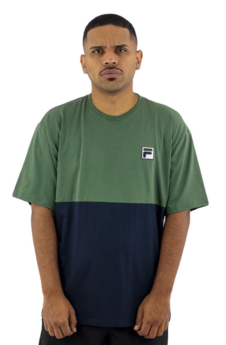 Camiseta Fila Over Basic Verde/Azul - NewSkull