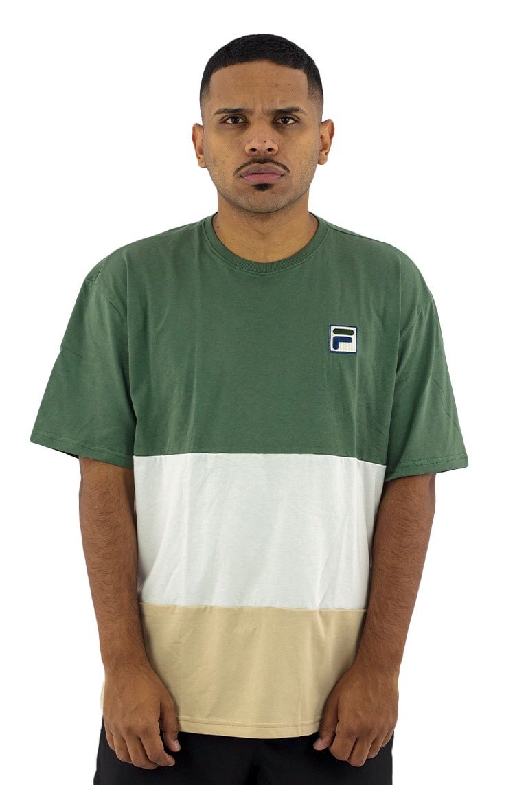 Camiseta Fila Over Block Verde/Branco/Bege - NewSkull
