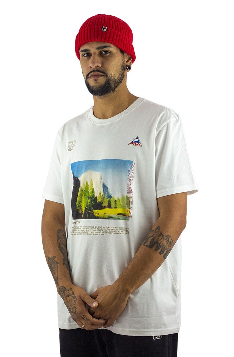 Camiseta Fila White Rock Branca/Verde - NewSkull
