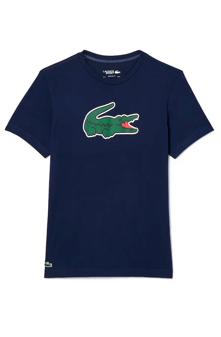 Camiseta Lacoste Esportiva Ultra - Seca com Estampa Azul Marinho - NewSkull