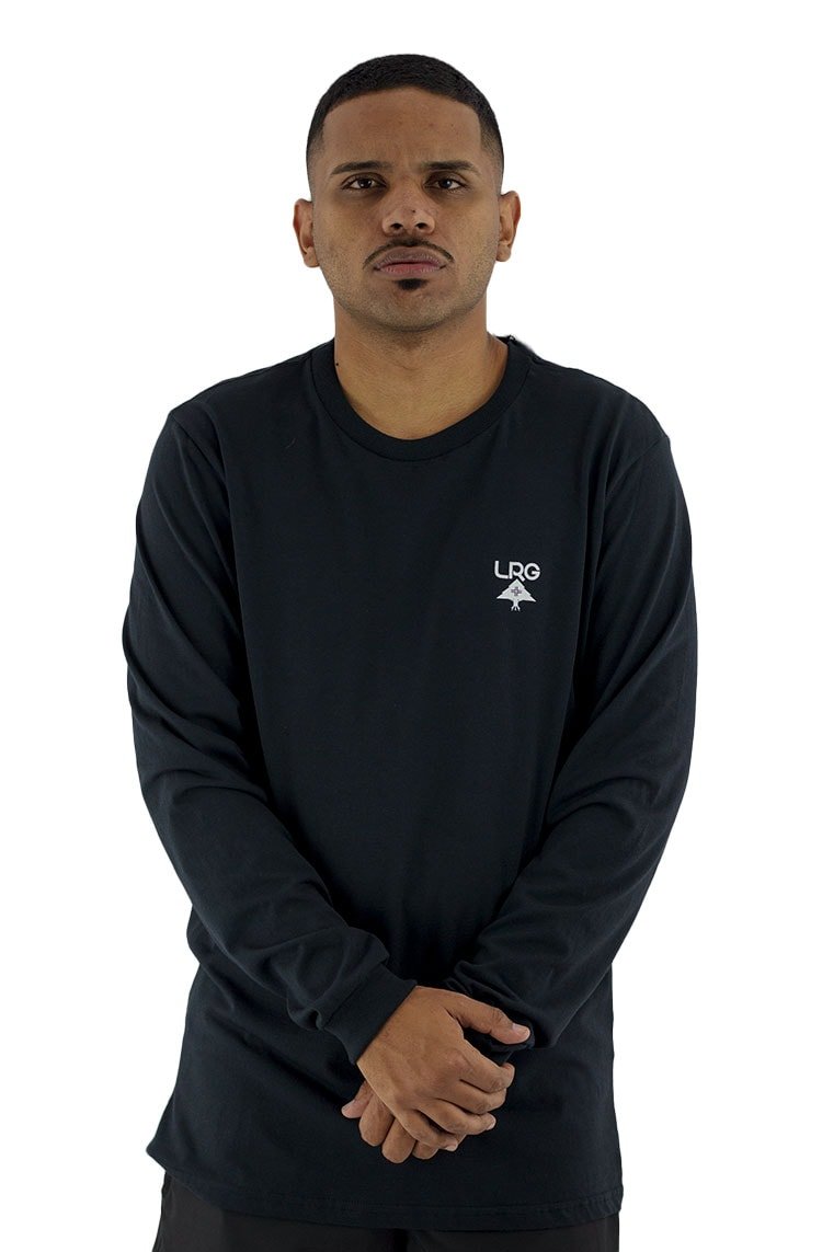 Camiseta LRG Manga Longa Logo Plus Preta/Branco - NewSkull