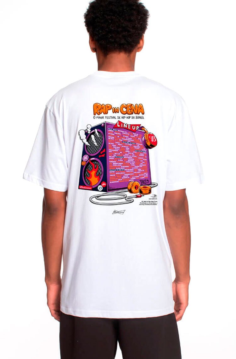 Camiseta LRG Rap In Cena Bud Line Up Branco - NewSkull