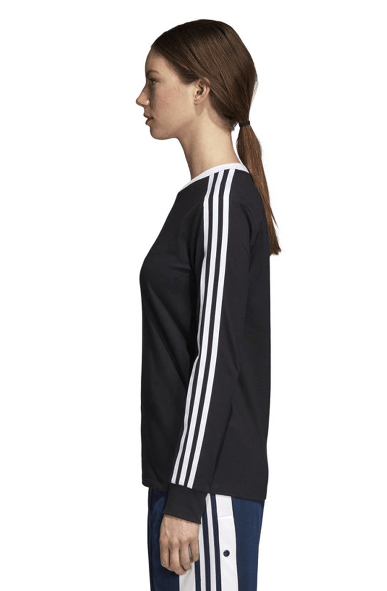 CAMISETA MANGA LONGA ADIDAS 3 STRIPES FEMININA PRETA - NewSkull