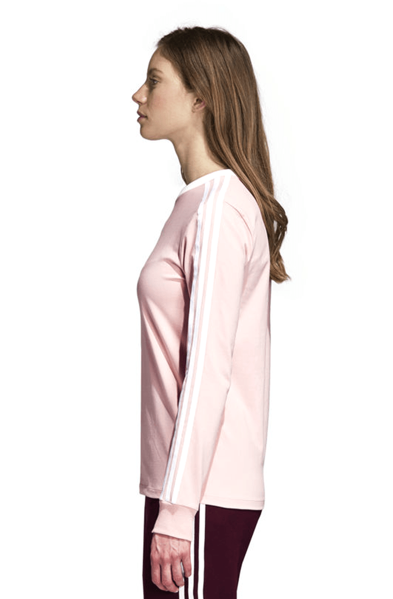 CAMISETA MANGA LONGA ADIDAS 3 STRIPES FEMININA ROSA - NewSkull