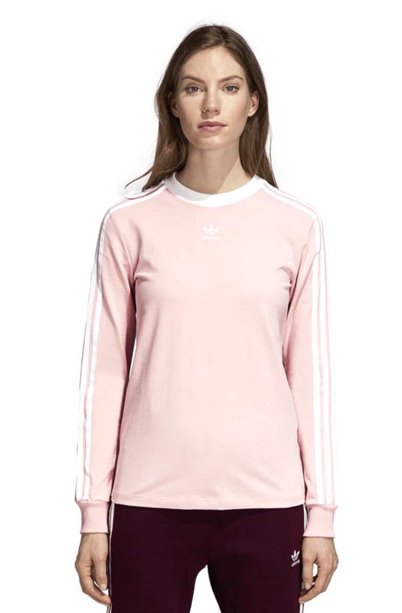 CAMISETA MANGA LONGA ADIDAS 3 STRIPES FEMININA ROSA - NewSkull