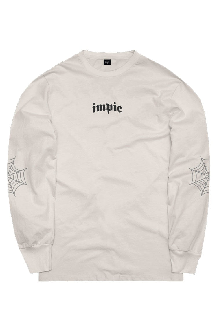 Camiseta Manga Longa Impie Web Off White/Cinza - NewSkull