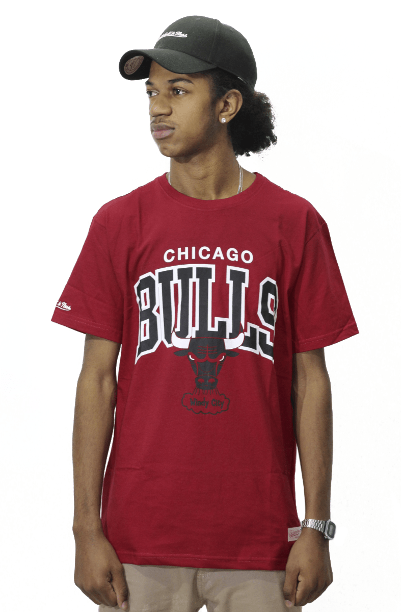 Camiseta Mitchell e Ness Chicago Bulls Arch Vermelho - NewSkull
