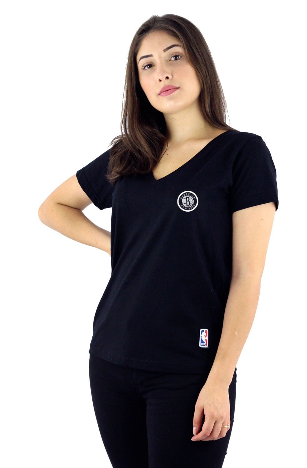 Camiseta NBA Brooklyn Nets Feminina Preta - NewSkull