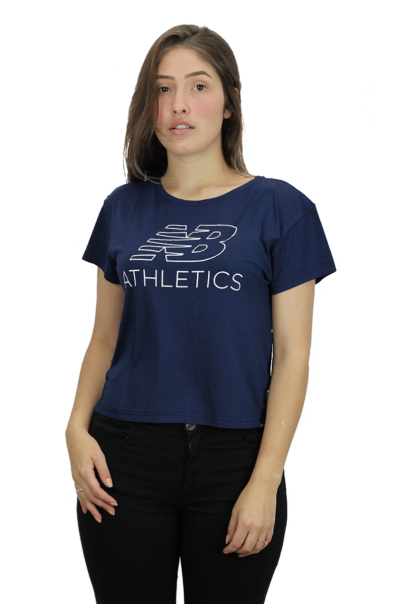 CAMISETA NEW BALANCE FEMININA NB ATHLETICS CROPPED AZUL - NewSkull