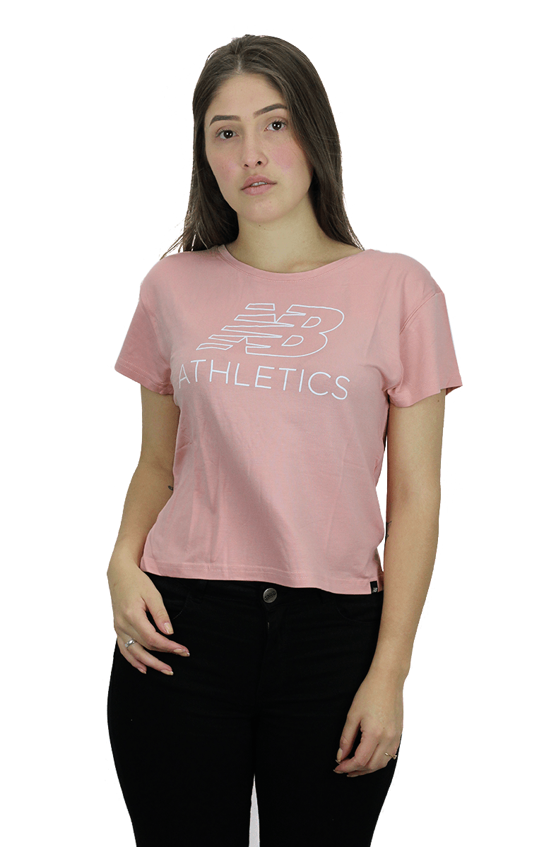 CAMISETA NEW BALANCE FEMININA NB ATHLETICS CROPPED ROSA - NewSkull