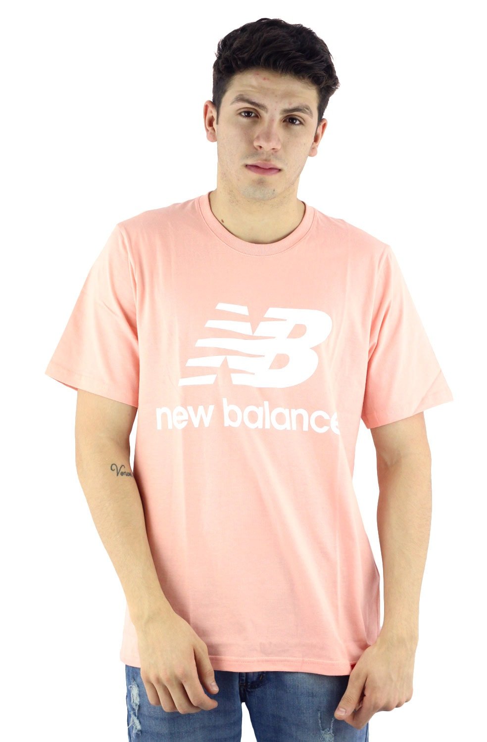 Camiseta New Balance Logo Colors Rosa - NewSkull