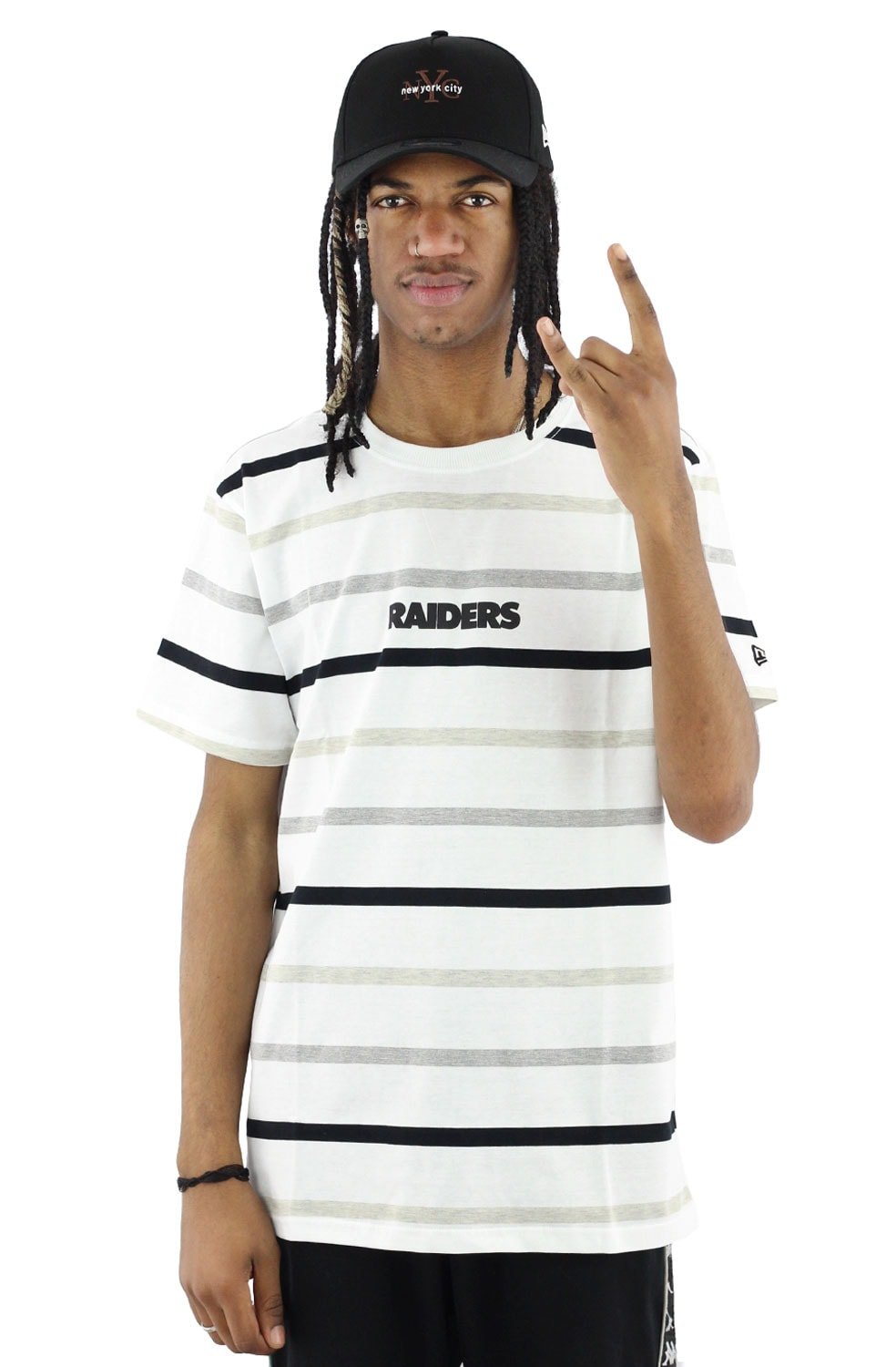 Camiseta NEW ERA Color Strip Oakland Raiders Branca - NewSkull