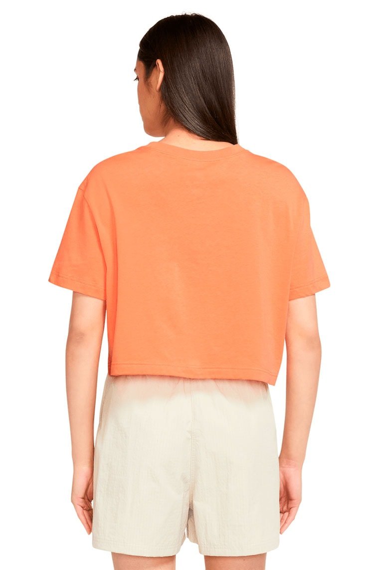 Camiseta Nike Cropped Sportswear Essential Laranja/Branco - NewSkull