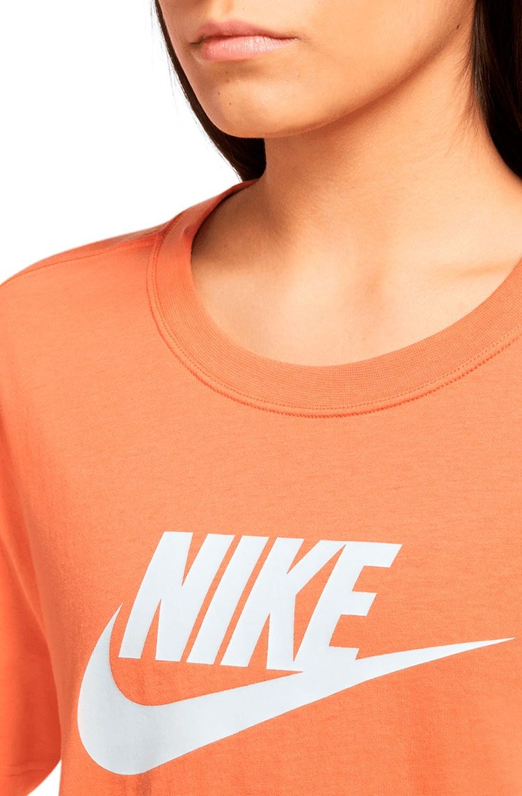 Camiseta Nike Cropped Sportswear Essential Laranja/Branco - NewSkull