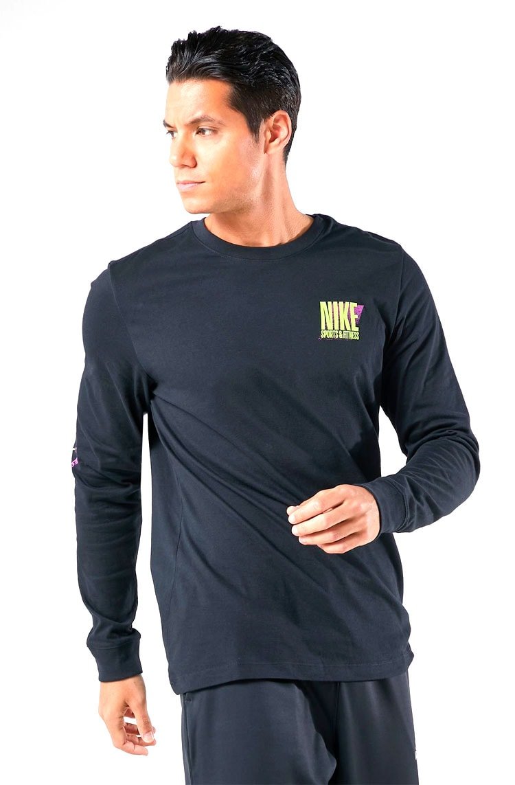 Camiseta Nike Manga Longa Dri - Fit WC1 Preto/Verde - NewSkull