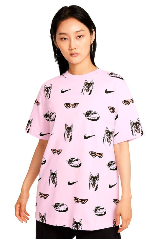 Camiseta Nike Sportswear Dog Feminina Rosa/Preto - NewSkull