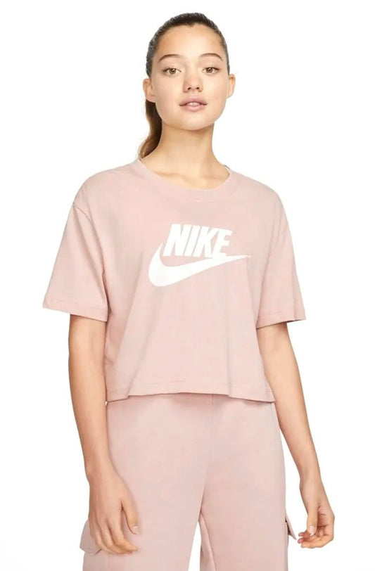 Camiseta Nike Sportswear Essential Feminina Rosa/Branco - NewSkull