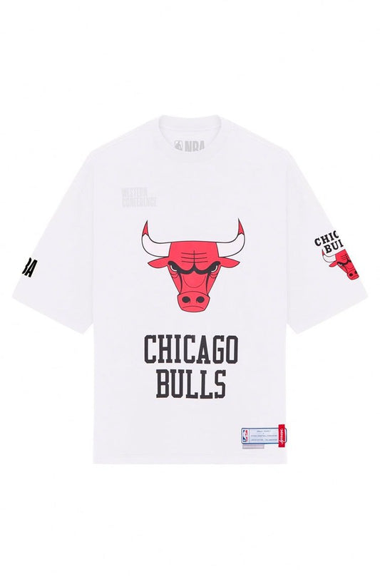 Camiseta Oversized Approve X NBA Bulls Off White/Vermelho - NewSkull