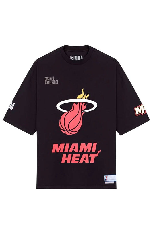 Camiseta Oversized Approve X NBA Heat Preto/Vermelho - NewSkull