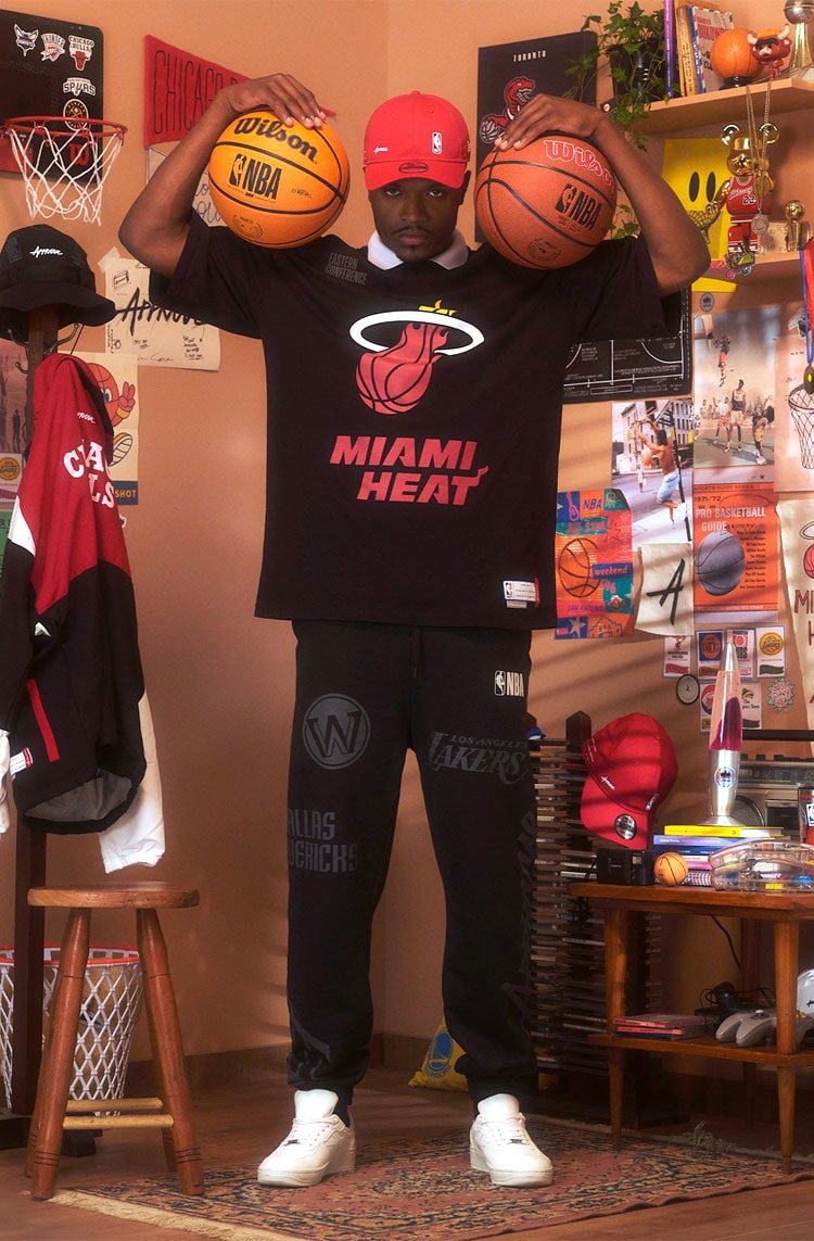 Camiseta Oversized Approve X NBA Heat Preto/Vermelho - NewSkull