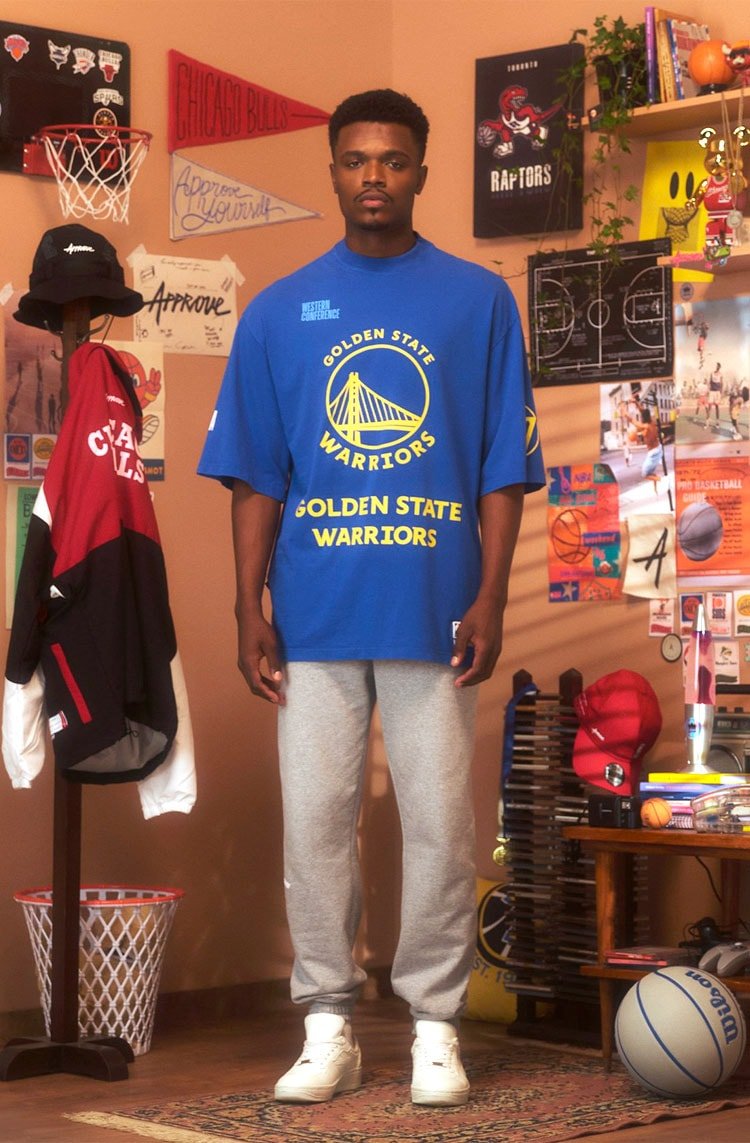Camiseta Oversized Approve X NBA Warriors Azul/Amarelo - NewSkull
