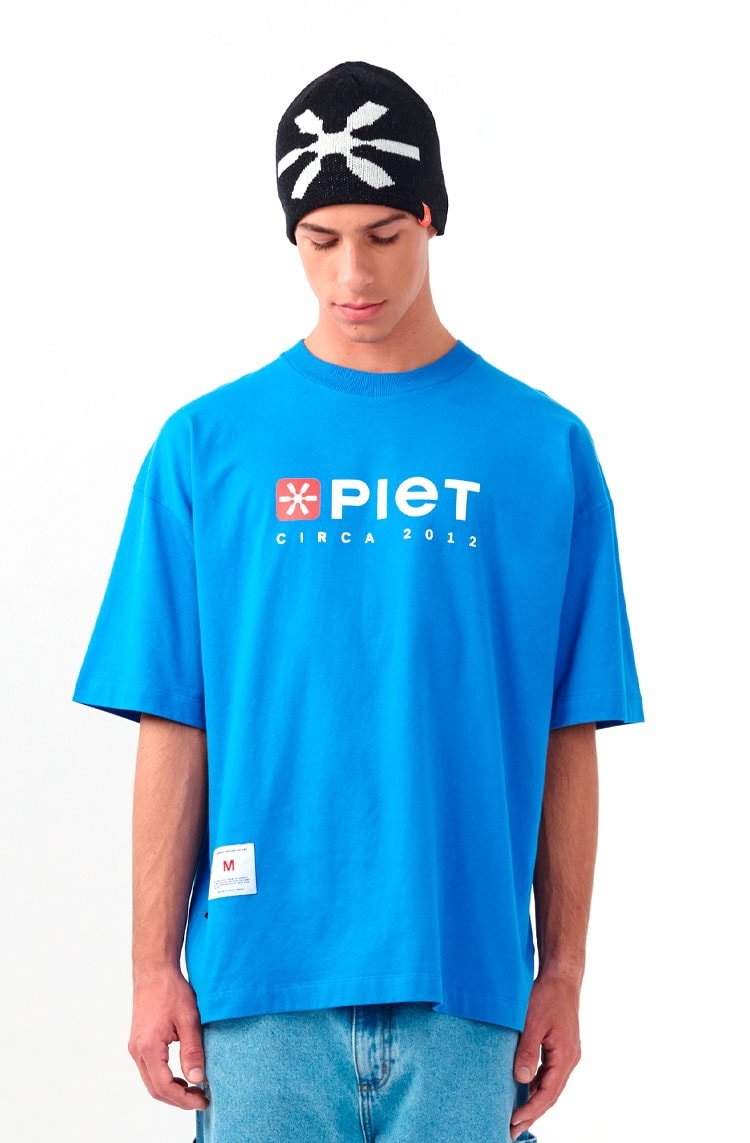 Camiseta Piet Circa Oversized Azul/Branco - NewSkull