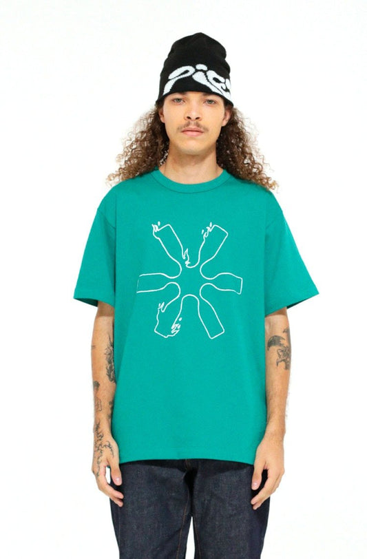 Camiseta Piet Flame Icons Verde/Branco - NewSkull