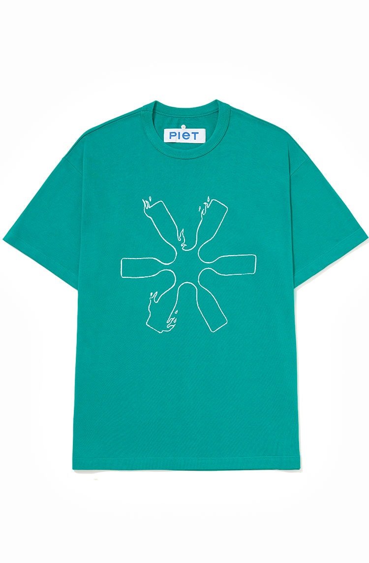 Camiseta Piet Flame Icons Verde/Branco - NewSkull