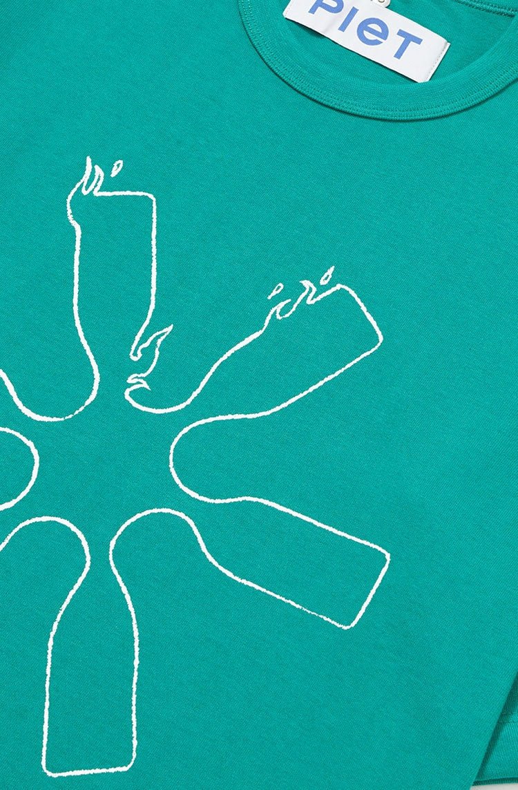 Camiseta Piet Flame Icons Verde/Branco - NewSkull