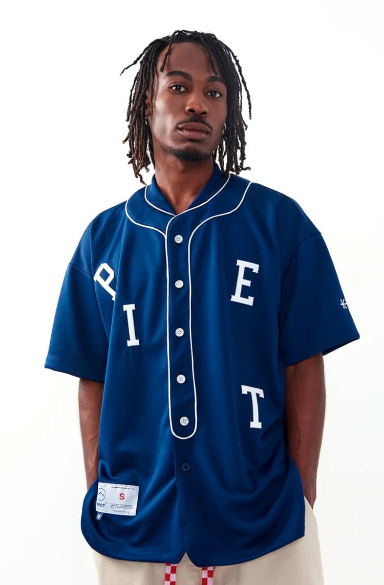 Camiseta Piet Heritage Baseball Jersey Azul Marinho/Branco - NewSkull
