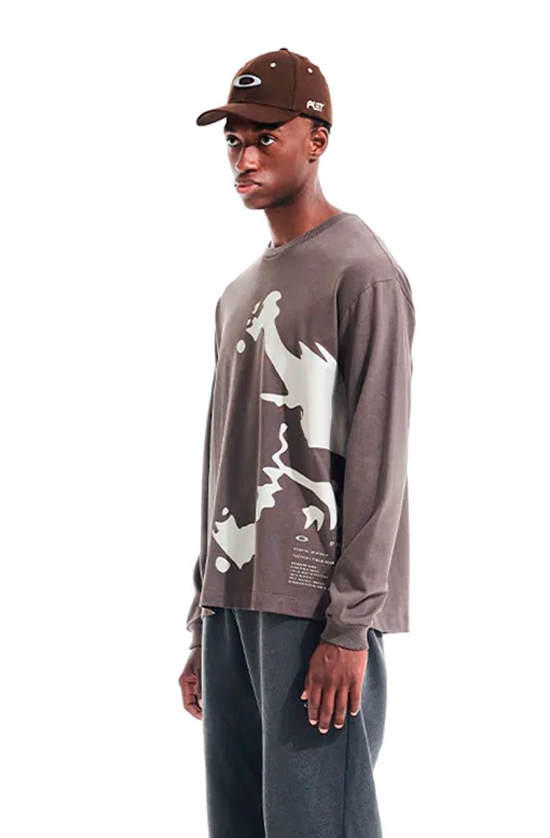 Camiseta Piet x Oakley Big Skull LS Manga Longa Marrom - NewSkull