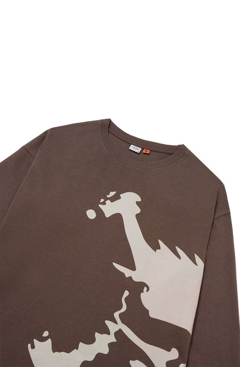 Camiseta Piet x Oakley Big Skull LS Manga Longa Marrom - NewSkull